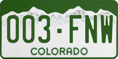 CO license plate 003FNW