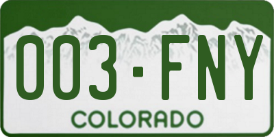 CO license plate 003FNY