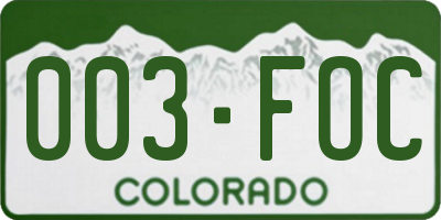 CO license plate 003FOC