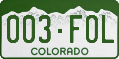 CO license plate 003FOL
