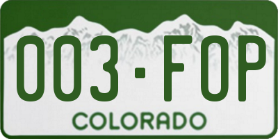 CO license plate 003FOP