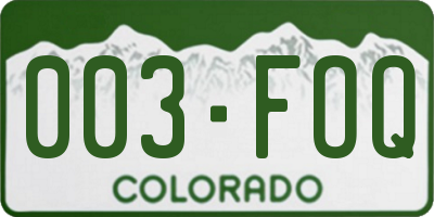 CO license plate 003FOQ