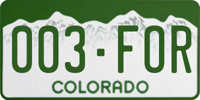 CO license plate 003FOR