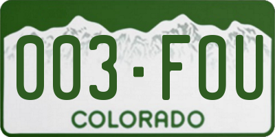 CO license plate 003FOU