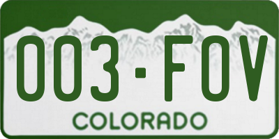 CO license plate 003FOV