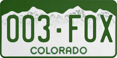 CO license plate 003FOX