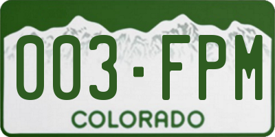 CO license plate 003FPM