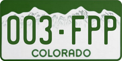 CO license plate 003FPP