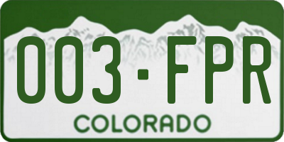 CO license plate 003FPR