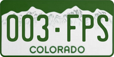 CO license plate 003FPS