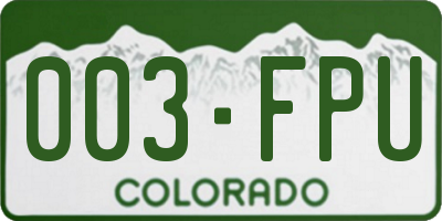 CO license plate 003FPU