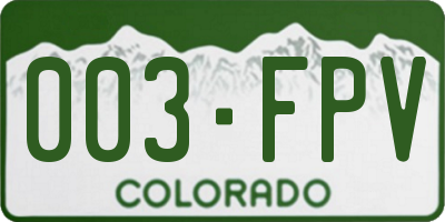 CO license plate 003FPV