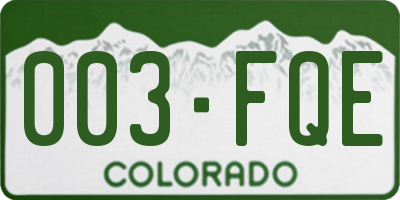 CO license plate 003FQE