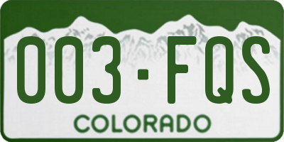 CO license plate 003FQS