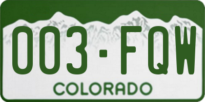 CO license plate 003FQW