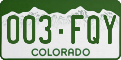 CO license plate 003FQY