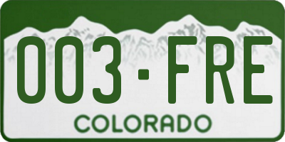 CO license plate 003FRE