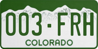 CO license plate 003FRH