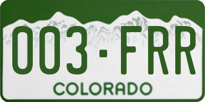 CO license plate 003FRR