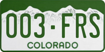 CO license plate 003FRS