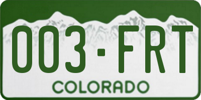 CO license plate 003FRT