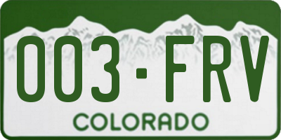 CO license plate 003FRV