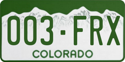 CO license plate 003FRX