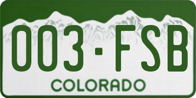 CO license plate 003FSB