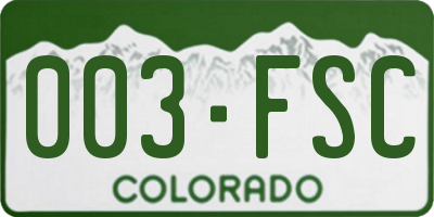 CO license plate 003FSC