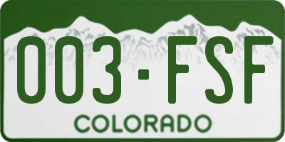 CO license plate 003FSF