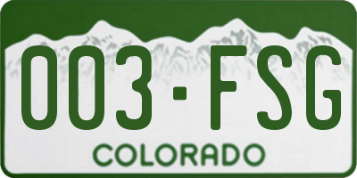 CO license plate 003FSG