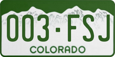 CO license plate 003FSJ