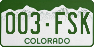 CO license plate 003FSK