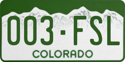 CO license plate 003FSL