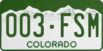 CO license plate 003FSM