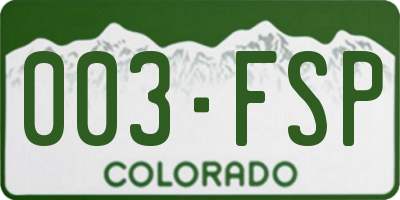 CO license plate 003FSP