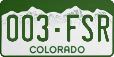 CO license plate 003FSR