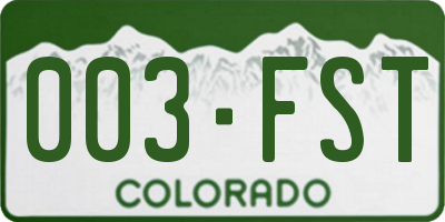 CO license plate 003FST