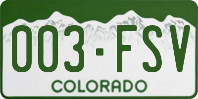 CO license plate 003FSV