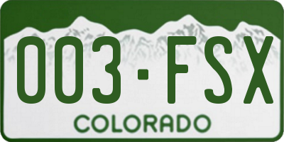 CO license plate 003FSX