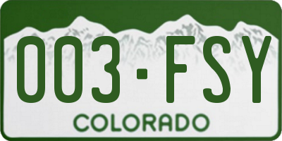 CO license plate 003FSY