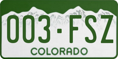 CO license plate 003FSZ