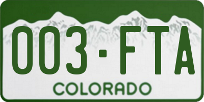 CO license plate 003FTA