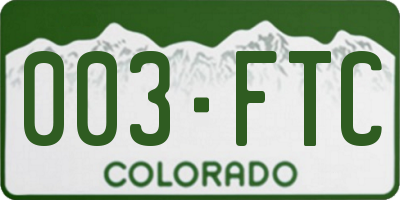 CO license plate 003FTC