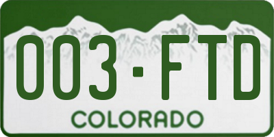 CO license plate 003FTD