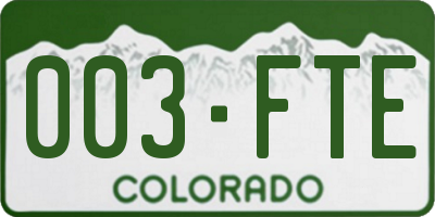 CO license plate 003FTE