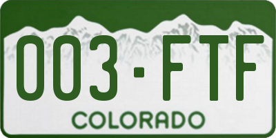 CO license plate 003FTF