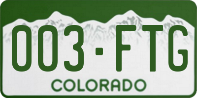 CO license plate 003FTG