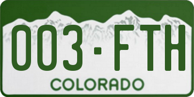 CO license plate 003FTH