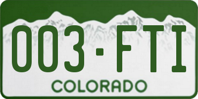 CO license plate 003FTI